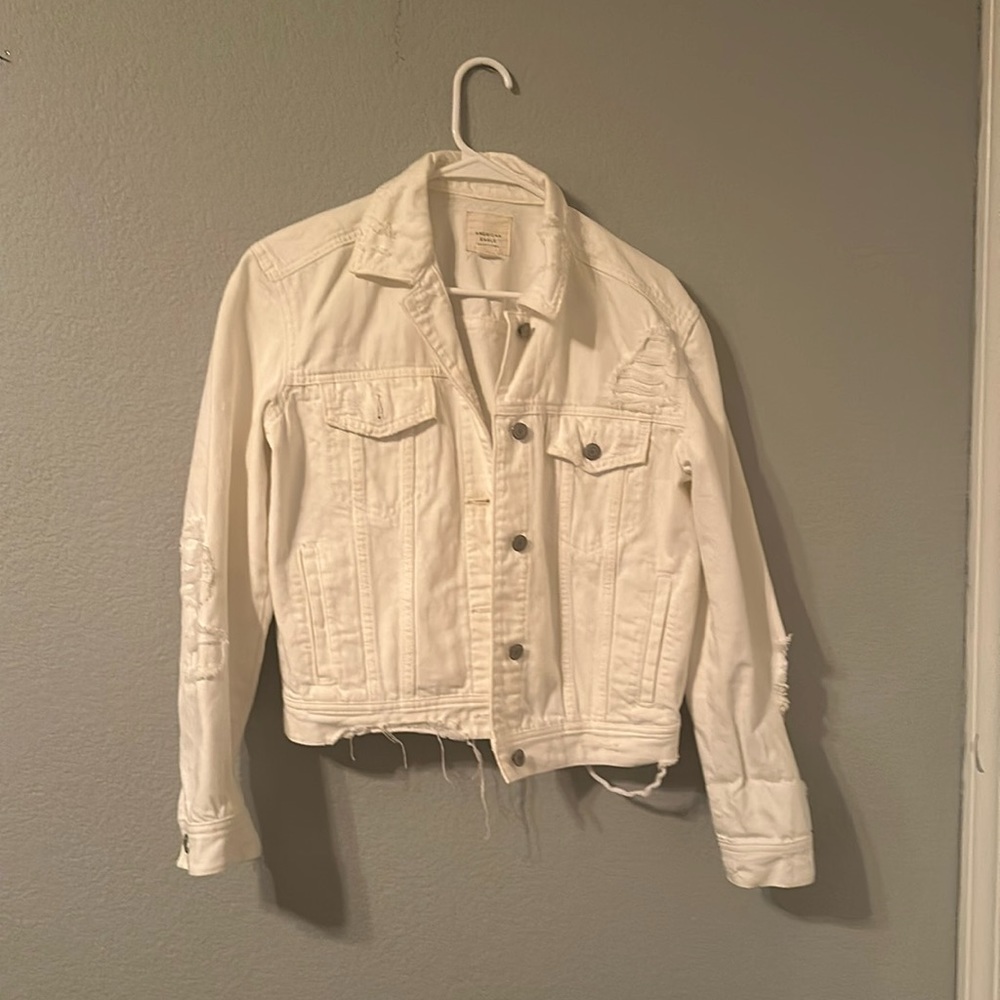 White Jean Jacket from American Eagle in Small